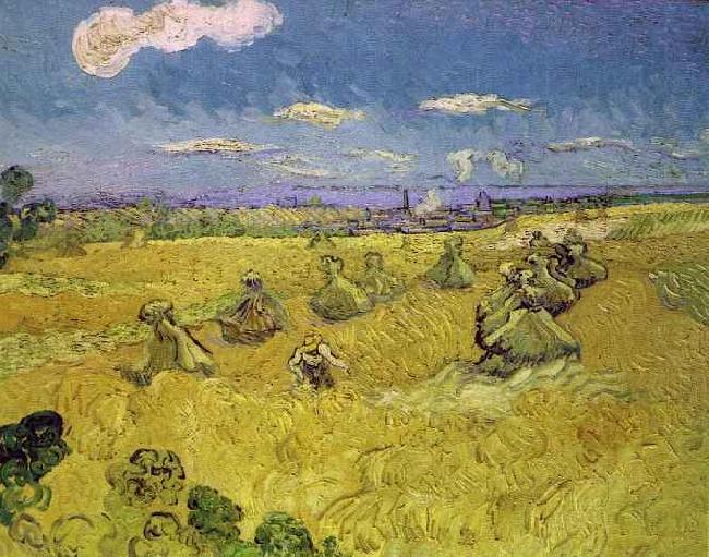 Wheat Stacks with Reaper, Vincent Van Gogh